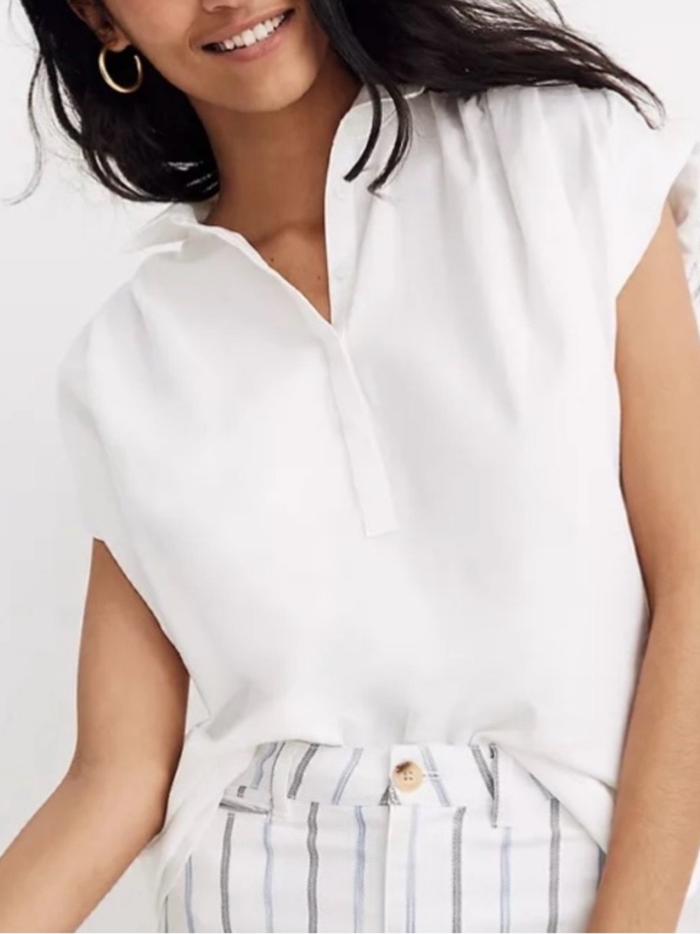 Madewell Central Shirt White Cotton Oversized Button Up Top XS